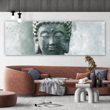 Lade das Bild in den Galerie-Viewer, Aluminiumbild gebürstet Buddha Statue Aquarell Panorama