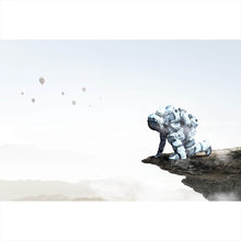 Lade das Bild in den Galerie-Viewer, Aluminiumbild Astronaut auf Felsen Querformat