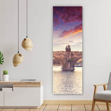 Lade das Bild in den Galerie-Viewer, Aluminiumbild gebürstet Atemberaubende Karlsbrücke in Prag Panorama Hoch