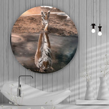 Lade das Bild in den Galerie-Viewer, Aluminiumbild gebürstet Baby Tiger Kreis