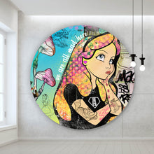 Lade das Bild in den Galerie-Viewer, Aluminiumbild gebürstet Bad Alice Pop Art Kreis