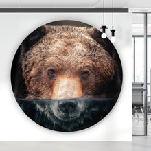Lade das Bild in den Galerie-Viewer, Aluminiumbild gebürstet Bär unter Wasser Kreis