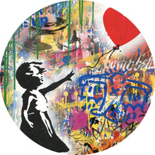 Lade das Bild in den Galerie-Viewer, Aluminiumbild Banksy - Ballon Girl Graffity Kreis