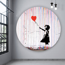 Lade das Bild in den Galerie-Viewer, Aluminiumbild gebürstet Banksy - Ballon Girl Kreis