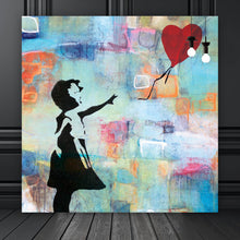 Lade das Bild in den Galerie-Viewer, Leinwandbild Banksy - Ballon Girl No.1 Quadrat