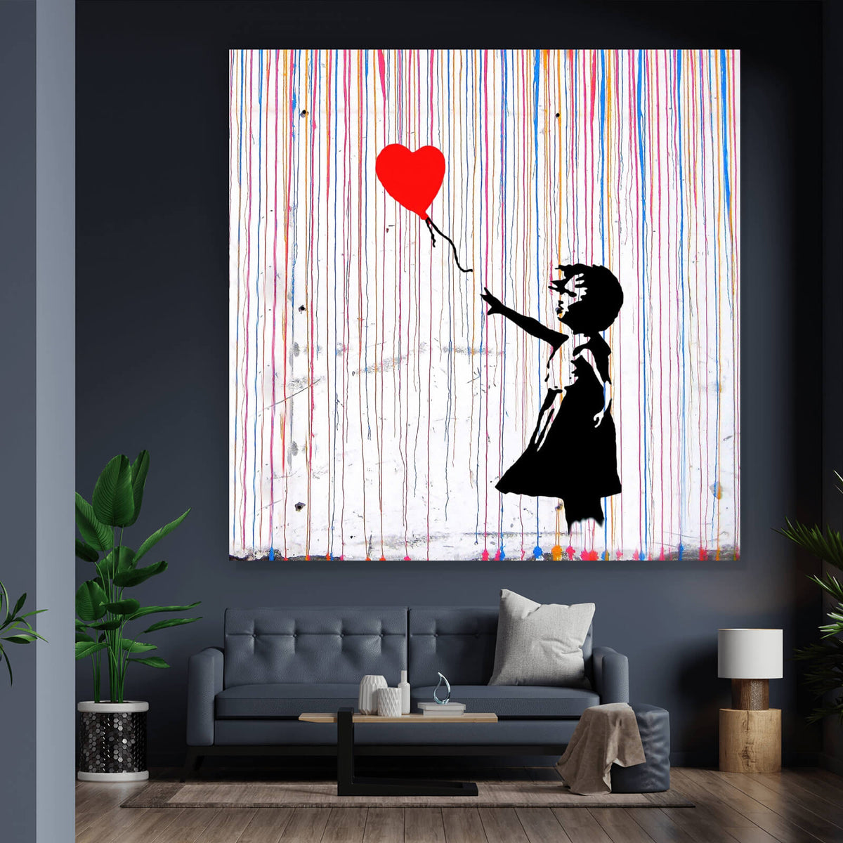 Poster Quadrat, Girl Wandguru Versandkostenfrei & – im Banksy Aufhängefertig Ballon -