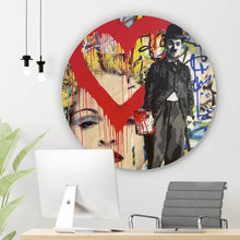 Lade das Bild in den Galerie-Viewer, Aluminiumbild gebürstet Banksy - Charlie Chaplin Kreis