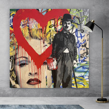 Lade das Bild in den Galerie-Viewer, Aluminiumbild gebürstet Banksy - Charlie Chaplin Quadrat