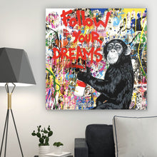 Lade das Bild in den Galerie-Viewer, Leinwandbild Banksy - Follow Your Dreams No. 2 Quadrat