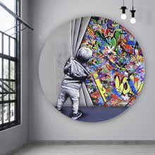 Lade das Bild in den Galerie-Viewer, Aluminiumbild Banksy - Graffity Wall Kreis