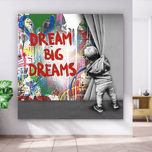 Lade das Bild in den Galerie-Viewer, Leinwandbild Banksy - Graffity Wall No.1 Quadrat