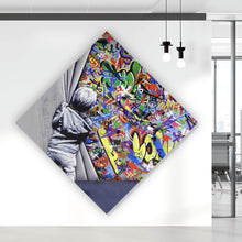 Lade das Bild in den Galerie-Viewer, Aluminiumbild Banksy - Graffity Wall Raute