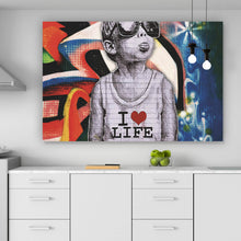 Lade das Bild in den Galerie-Viewer, Poster Banksy - Junge i love life Querformat