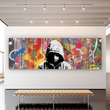 Lade das Bild in den Galerie-Viewer, Aluminiumbild Banksy Kind Abstrakt Panorama
