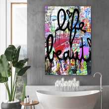 Lade das Bild in den Galerie-Viewer, Aluminiumbild gebürstet Banksy - Life is beautiful Hochformat