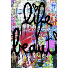 Lade das Bild in den Galerie-Viewer, Aluminiumbild gebürstet Banksy - Life is beautiful Hochformat