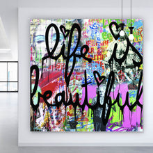 Lade das Bild in den Galerie-Viewer, Aluminiumbild Banksy - Life is beautiful Quadrat