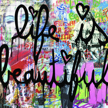 Lade das Bild in den Galerie-Viewer, Aluminiumbild gebürstet Banksy - Life is beautiful Quadrat