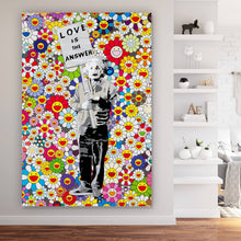 Lade das Bild in den Galerie-Viewer, Leinwandbild Banksy - Love is the answer Hochformat