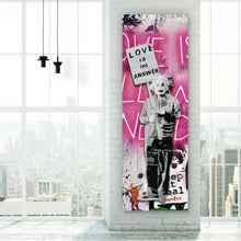Lade das Bild in den Galerie-Viewer, Leinwandbild Banksy - Love is the answer No.2 Panorama Hoch