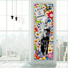 Lade das Bild in den Galerie-Viewer, Aluminiumbild Banksy - Love is the answer Panorama Hoch