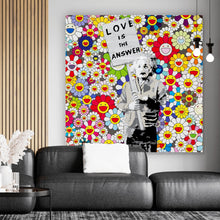 Lade das Bild in den Galerie-Viewer, Leinwandbild Banksy - Love is the answer Quadrat