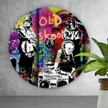 Lade das Bild in den Galerie-Viewer, Aluminiumbild gebürstet Banksy Old School Kreis