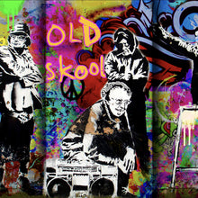 Lade das Bild in den Galerie-Viewer, Leinwandbild Banksy Old School Quadrat