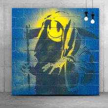 Lade das Bild in den Galerie-Viewer, Aluminiumbild Banksy - Smiley Quadrat