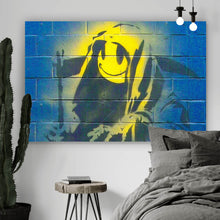Lade das Bild in den Galerie-Viewer, Acrylglasbild Banksy - Smiley Querformat