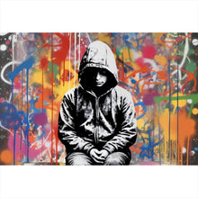 Lade das Bild in den Galerie-Viewer, Aluminiumbild gebürstet Banksy Kind Abstrakt Querformat