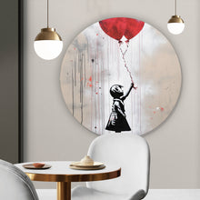 Lade das Bild in den Galerie-Viewer, Aluminiumbild gebürstet Banksy Ballon Girl Modern Art Kreis