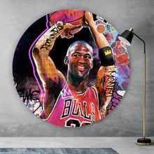 Lade das Bild in den Galerie-Viewer, Aluminiumbild gebürstet Basketball Bulls Pop Art Kreis