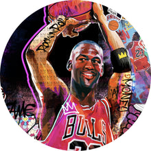 Lade das Bild in den Galerie-Viewer, Aluminiumbild gebürstet Basketball Bulls Pop Art Kreis