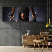 Lade das Bild in den Galerie-Viewer, Leinwandbild Bewaffnete Frau Panorama