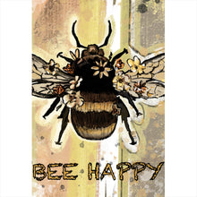 Lade das Bild in den Galerie-Viewer, Spannrahmenbild Biene bee happy Vintage Hochformat