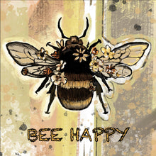 Lade das Bild in den Galerie-Viewer, Acrylglasbild Biene bee happy Vintage Quadrat