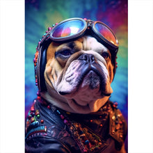 Lade das Bild in den Galerie-Viewer, Leinwandbild Biker Bulldogge Modern Art Hochformat