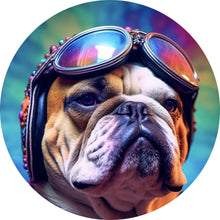 Lade das Bild in den Galerie-Viewer, Aluminiumbild gebürstet Biker Bulldogge Modern Art Kreis