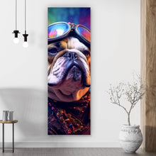 Lade das Bild in den Galerie-Viewer, Leinwandbild Biker Bulldogge Modern Art Panorama Hoch