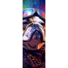 Lade das Bild in den Galerie-Viewer, Leinwandbild Biker Bulldogge Modern Art Panorama Hoch