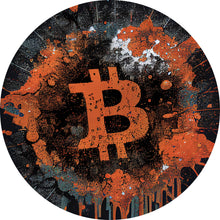 Lade das Bild in den Galerie-Viewer, Aluminiumbild Bitcoin Abstrakt Orange mit Spritzer Kreis