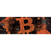 Lade das Bild in den Galerie-Viewer, Leinwandbild Bitcoin Abstrakt Orange mit Spritzer Panorama