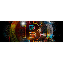 Lade das Bild in den Galerie-Viewer, Leinwandbild Bitcoin mit bunten Farbspritzern Abstrakt Panorama