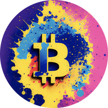 Lade das Bild in den Galerie-Viewer, Aluminiumbild gebürstet Bitcoin Pop Art Kreis