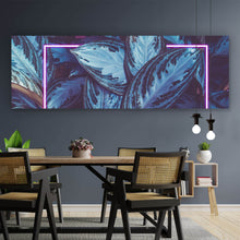 Lade das Bild in den Galerie-Viewer, Poster Blätter mit Lichtrahmen Neon Pink Panorama