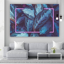Lade das Bild in den Galerie-Viewer, Poster Blätter mit Lichtrahmen Neon Pink Querformat