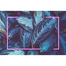 Lade das Bild in den Galerie-Viewer, Aluminiumbild Blätter mit Lichtrahmen Neon Pink Querformat