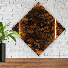 Lade das Bild in den Galerie-Viewer, Acrylglasbild Blätter mit Neon Lichtrahmen Raute