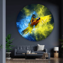 Lade das Bild in den Galerie-Viewer, Aluminiumbild gebürstet Blauer Ara Kreis